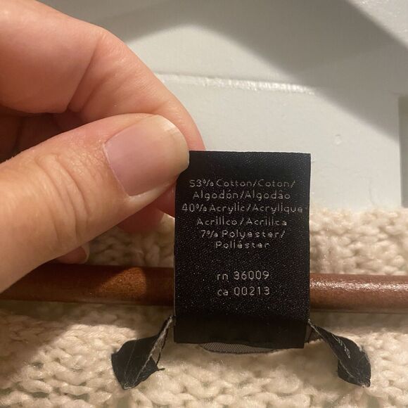 Calvin‎ Klein Sweater Women M Cream Fisherman Cable Oversized Scoop Neck Chunky - Picture 10 of 14